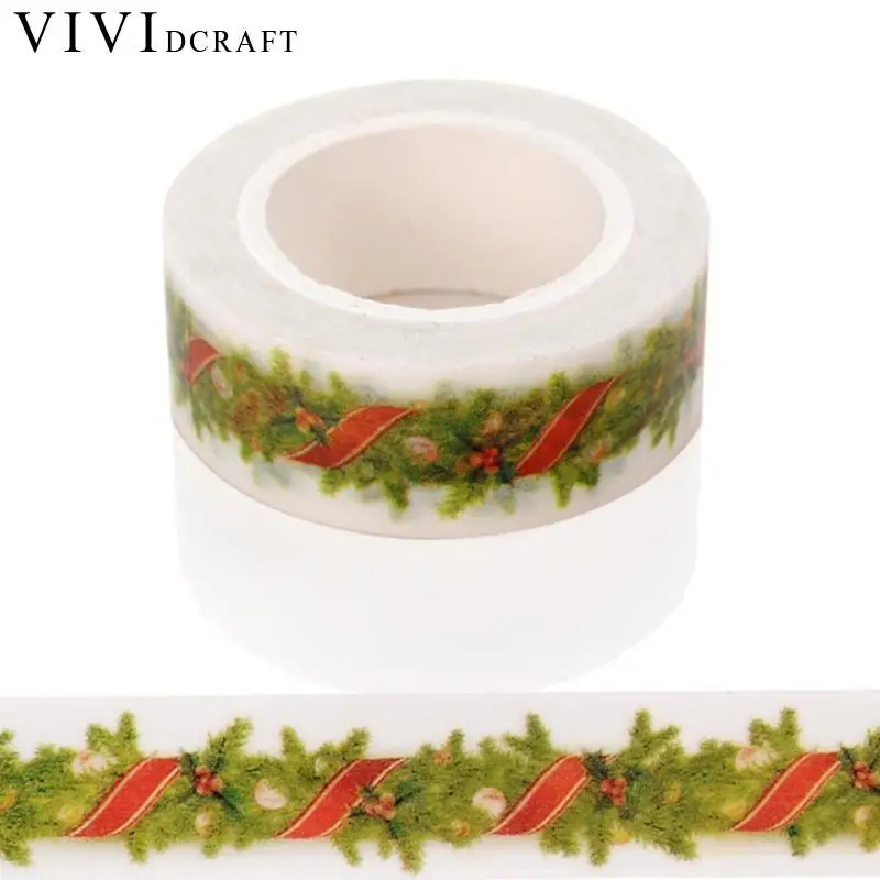 

Vividcraft Japanese Washi Tape Paper Stickers Christmas Pattern Print Scrap DIY Booking Deco Craft Sticky Masking Adhesive Tape
