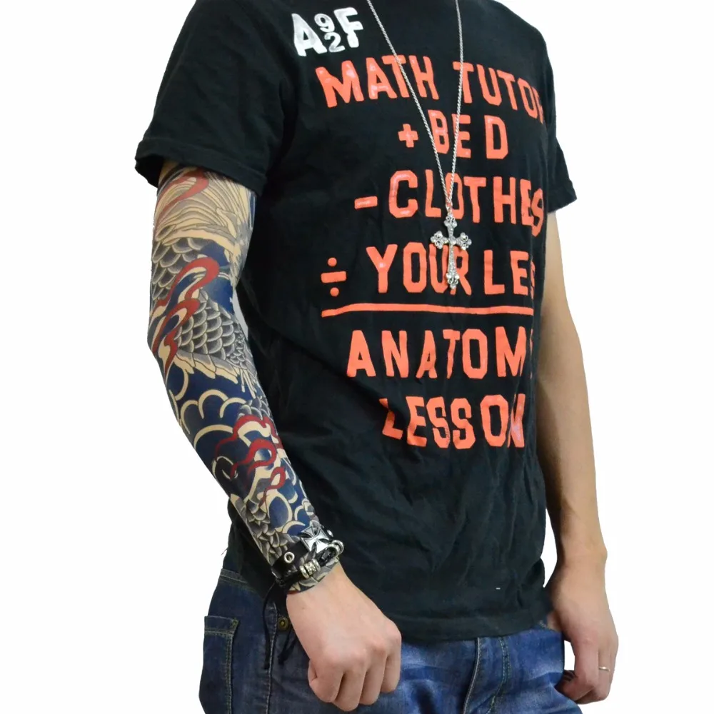 Cool Simulation Tattoo Sleeve Arm Sunscreen Arm Warmers Long Cuff Arm