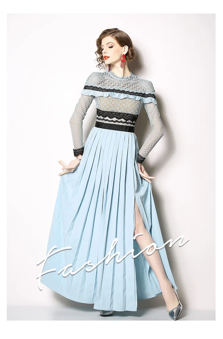 Новинка года; Плиссированное длинное платье для подиума с автопортретом; кружевное платье с цветочным узором и оборками в стиле пэчворк; платья для вечеринок; Vestidos