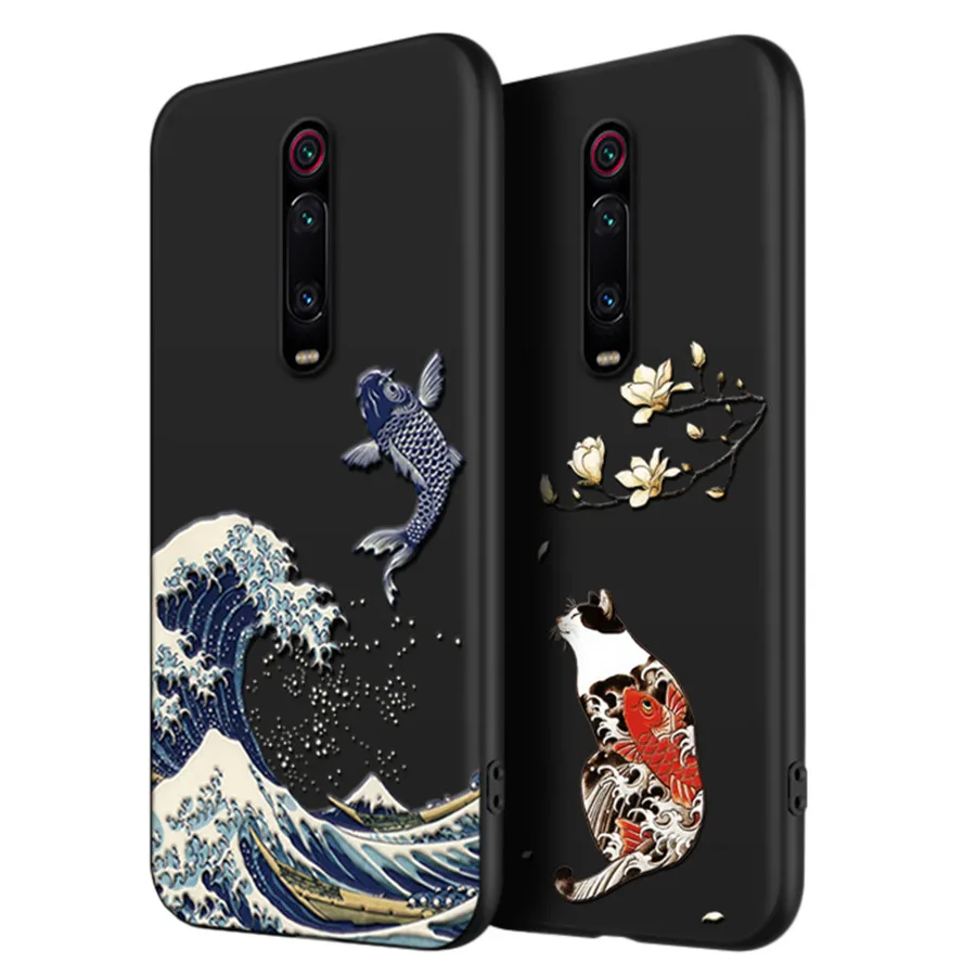 2020 отличный Чехол для телефона с тиснением Xiaomi Redmi K20 чехол Kanagawa волны | Бамперы -33026868195