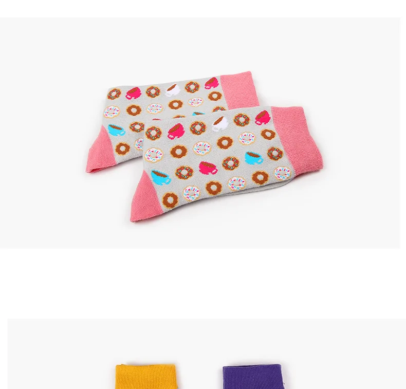 Японские Женские милые фруктовые десертные цветные носки, забавные носки для суши, яиц, гамбургеров, пончиков, кофе