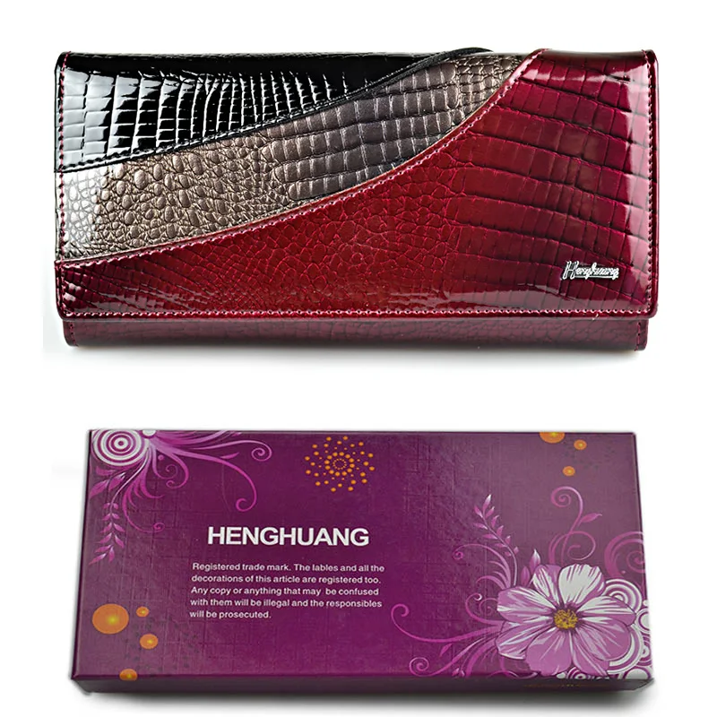 with box wine red HH для женщин женские кошельки бренд дизайн Высокое качество кожаный бумажник женский Hasp Мода аллигатора Длинные - Цвет: with box wine red
