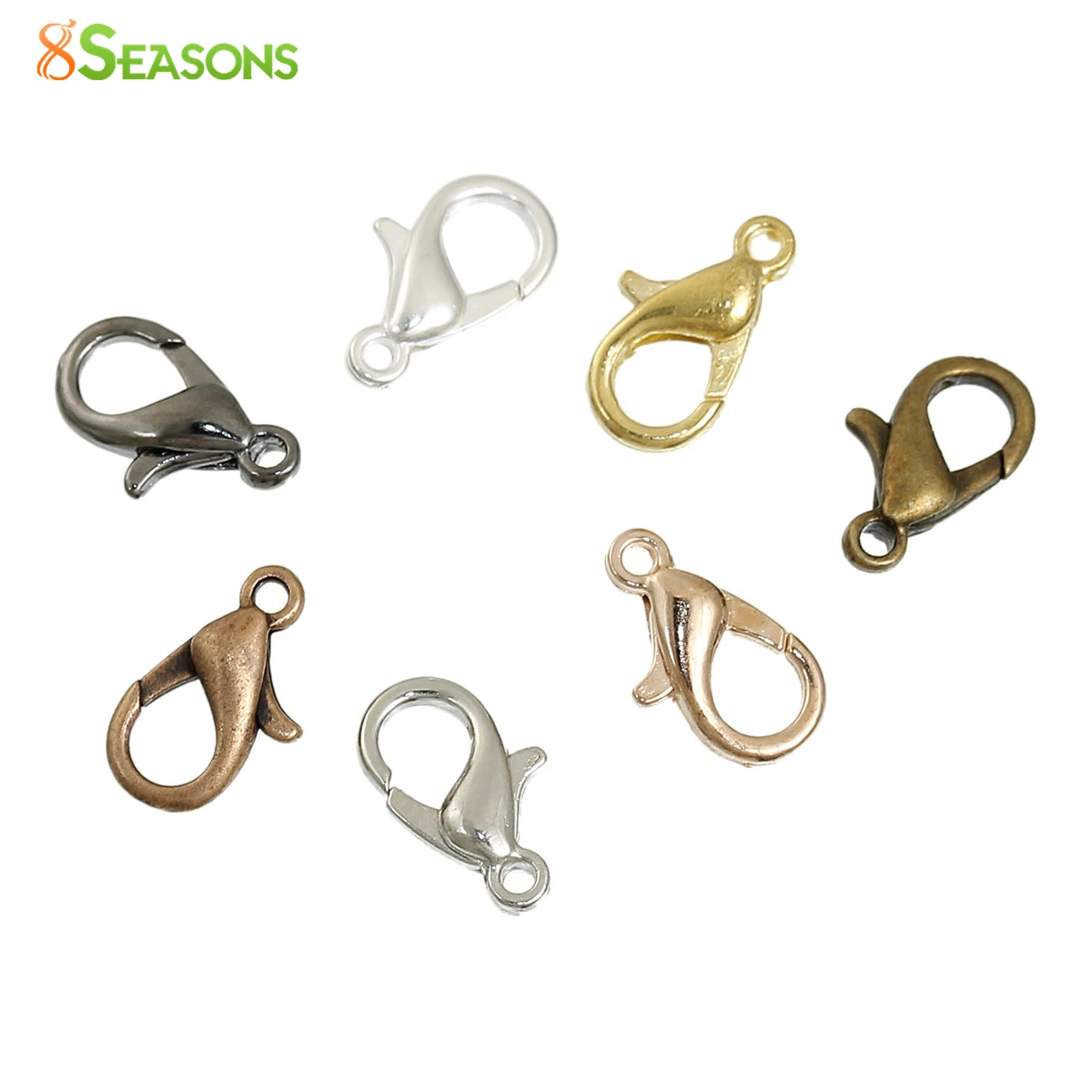 

8SEASONS Zinc Based Alloy & Copper Lobster Clasp Findings Mixed 12mm( 4/8") x 6mm( 2/8"), 140 PCs 2016 new