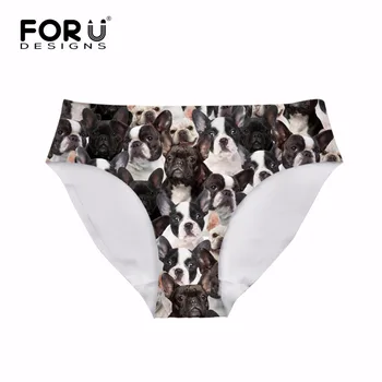 

FORUDESIGNS French Bulldog Print Women Underwear Soft Breathable Sexy Briefs for Girls Lady High Quality Female Seamless Panties