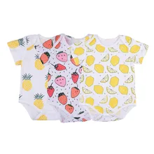 2016 Cute Cotton Baby Girl Bodysuits Fruit Prints Soft Newborn Infant Baby Boy Clothes Summer Clothing Wear 3-18M
