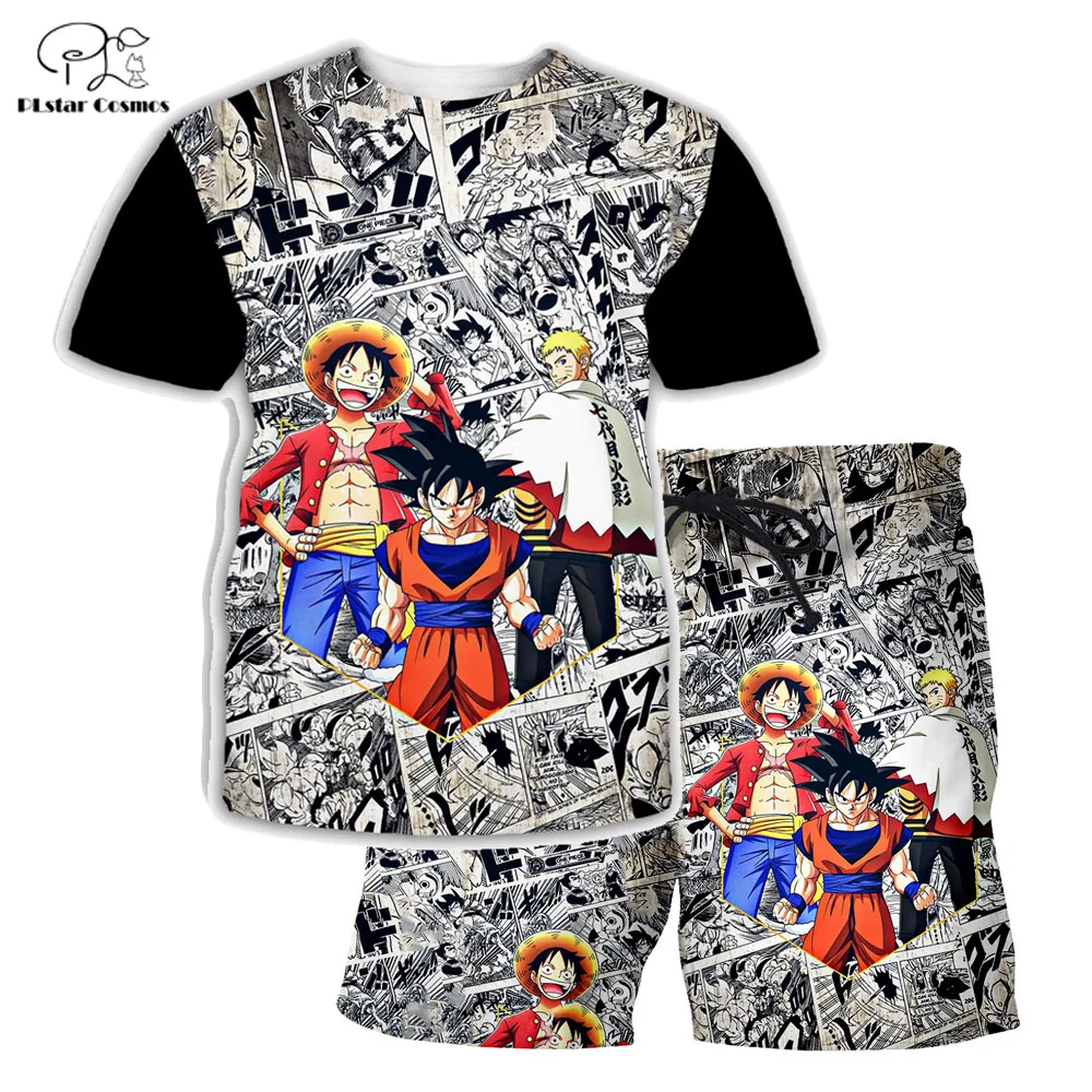 

PLstar Cosmos Summer T Shirts Printed Dragon Ball Z/Naruto/ONE PIECE 3D T-Shirt and shorts Mens for boy Suit Drop shipping