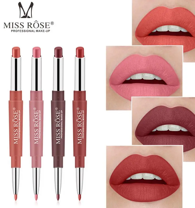 

14pcs Miss Rose Matte Lipstick Double Ended Lipliner Set Full Lips Beauty Makeup Batons Wateproof Long Lasting Lips Cosmetics