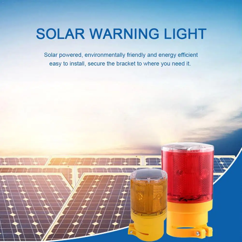 

Solar Powered LED Strobe Warning Light Emergency Security Flashing Light Traffic Road Lights Flicker Beacon Lamps