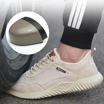 

New 2019 Fashion Men's steel toe safety shoes bulletproof material soles lightweight insulation site welder work safety boot