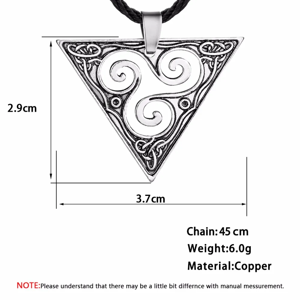 QIMING спираль трискель треугольник ожерелье Викинг Винтажные Ювелирные изделия Геометрическая подвеска, кельтская Серебряная трискелионовая Подвеска для мужчин и женщин
