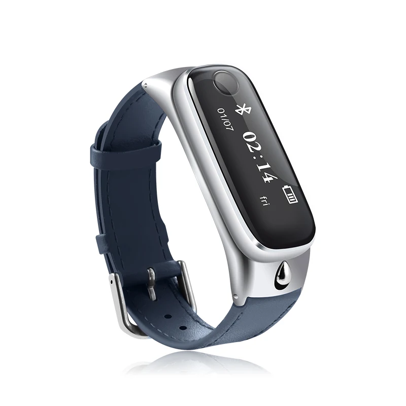 Bluetooth Headset Earphone Metal Talkband Smart Wristband Heart Rate Monitor Pedometer Sleep Monitor For iPhone Android