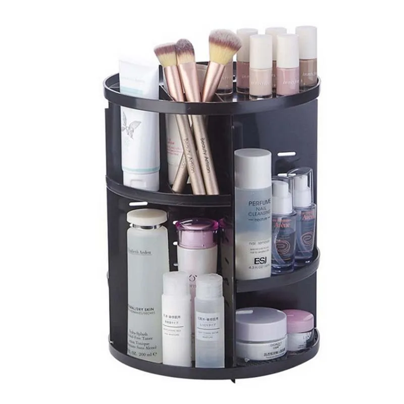 New Fashion 360-degree Rotating Makeup Organizer Jewelry Storage Box Shelf Brush Holder Jewelry Organizer Case