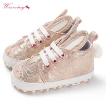 Г. зимняя и Весенняя противоскользящая детская обувь для младенцев, для девочек, с мягкой подошвой, с блестками, с милыми заячьими ушками, первые ходунки, Mocassins, 3 цвета