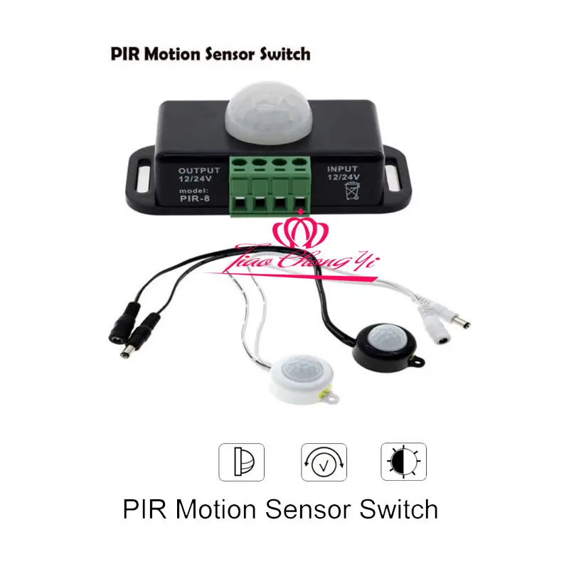 DC12V-24V 8A Automatic Infrared PIR Motion Sensor Switch for LED Strips Light DC12V-24V 8A Automatic Infrared PIR Motion Sensor Switch for LED Strips Light