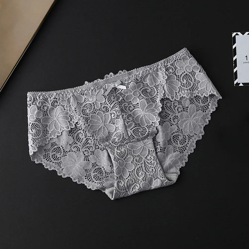 

Floral Transparent Briefs Cotton Women Underwear Low Rise Sexy Elegant Charming Lace Panties Lingerie Hollowed Out Skinny #5
