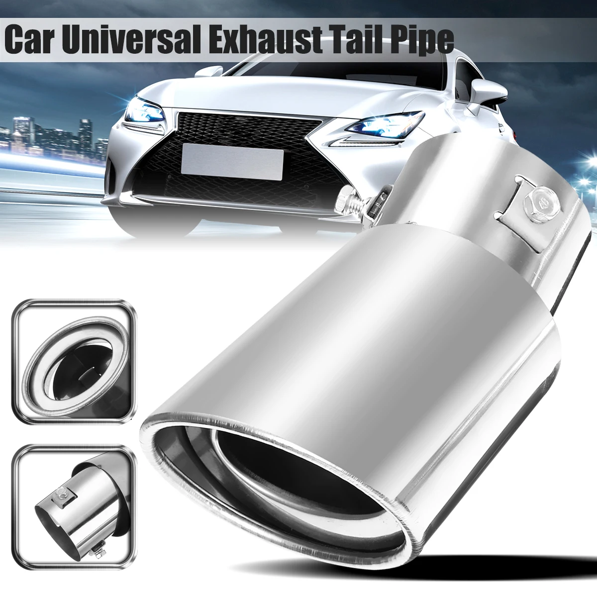 

Universal Car Auto Exhaust Muffler Tip Stainless Steel Pipe Chrome Trim Modified Car Rear Tail Throat Liner Accessories