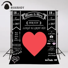 Allenjoy custom доске свадебный фон идея Мел большое сердце партии Фон Photo Booth DIY Photocall за исключением кронштейн