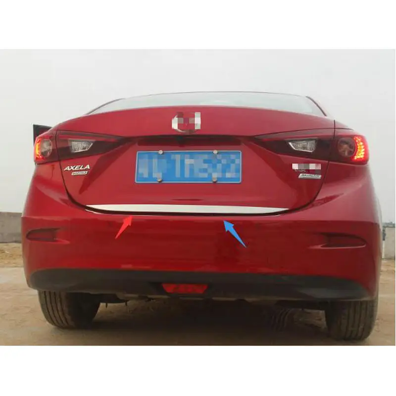 

Car Stainless Steel Rear Tailgate Trunk Lid Tail Gate Trunk Cover Trim For MAZDAS 3 M3 AXELA Sedan (4DR) 2014-2017
