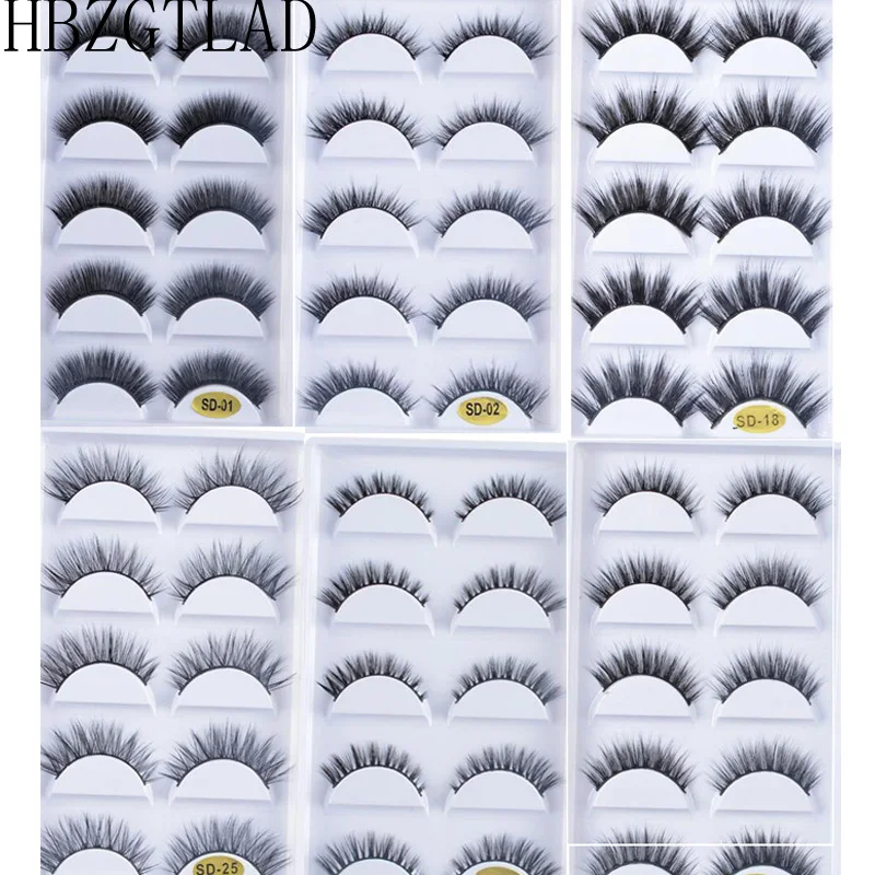 

5 Pairs Mink Eyelashes 2019 New 3D Mink Lashes Thick HandMade Full Strip Fake Lashes Make up Eye lashe False Eyelashes Makeup