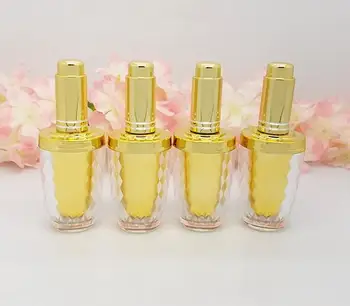 

free shipping 10ml 10pcs/lot High-grade acrylic golden round perfume/essential oil/cosmetics glass packing bottle ( glass tube )