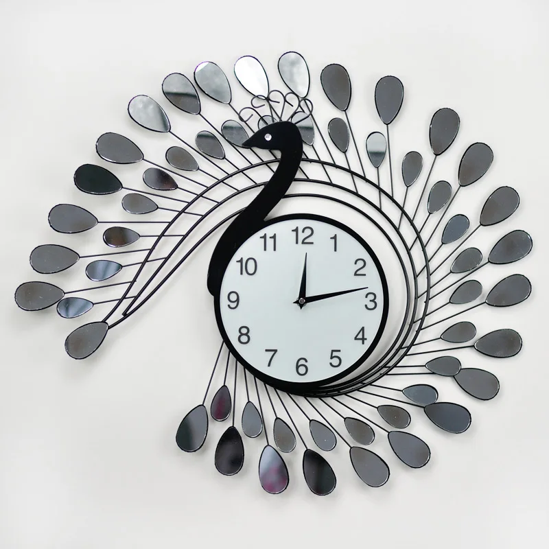 Peacock clock wall clock quieten modern fashion on