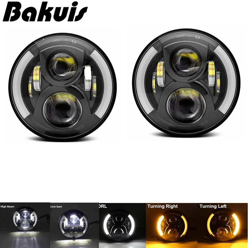 

7'' Inch LED Headlights DRL Left & right turning light for Jeep Wrangler lada niva 4x4 suzuki samurai Hummber H1 H2