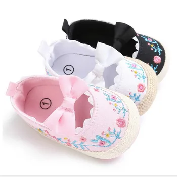 

Pudcoco Newborn Baby Girl Soft Sole Crib Shoes Bowknot Anti-slip Sneaker Prewalker First Walkers 0-18M