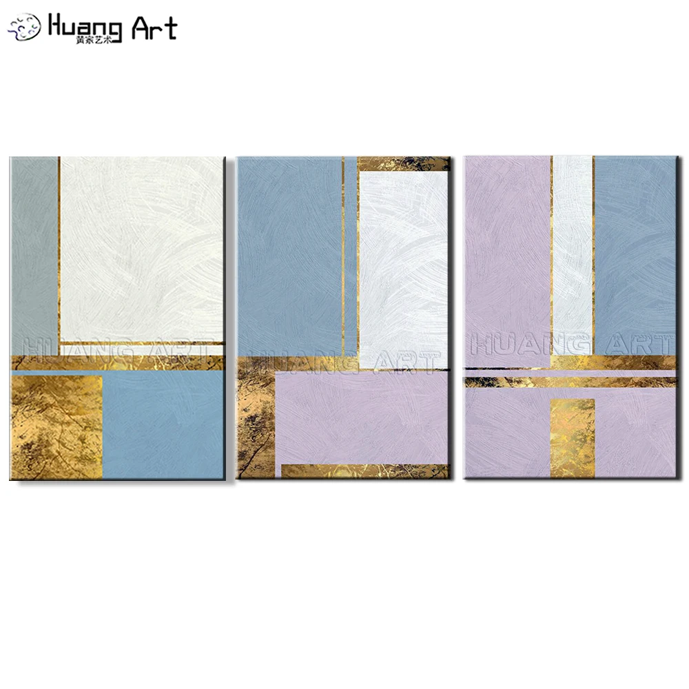 

Новый стиль ручная роспись высокое качество Современная Золотая фольга живопись на холсте для настенного искусства Декор Золотая фиолетовая абстрактная масляная живопись
