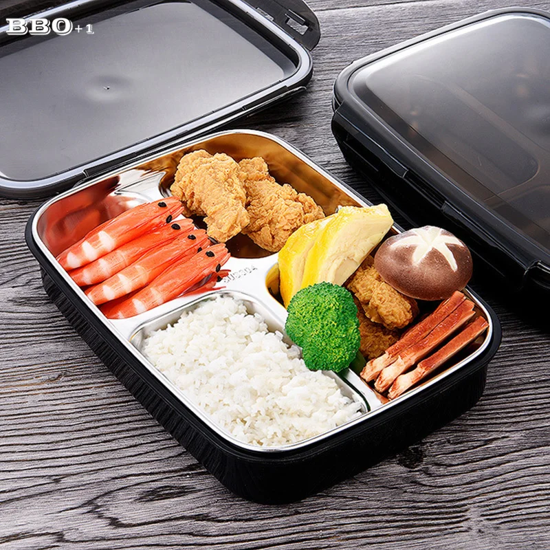 Portable Black Japanese Bento Lunchbox Stainless steel Thermal Lunch Boxs Adults Picnic Food