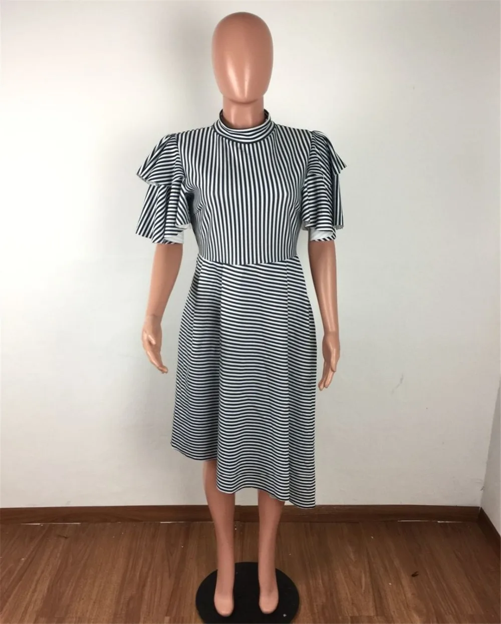Joiekuno полосатый оборками пикантные Vestidos blusas mujer de moda сексуальное О шеи 2019 Bodycon