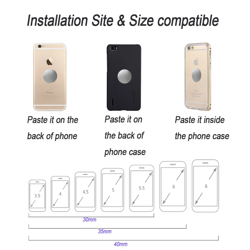 35 мм металлическая пластина-диск, железный лист для магнитного мобильного телефона, держатель для магнитного автомобильного телефона, подставка для iPhone, Xiaomi, samsung