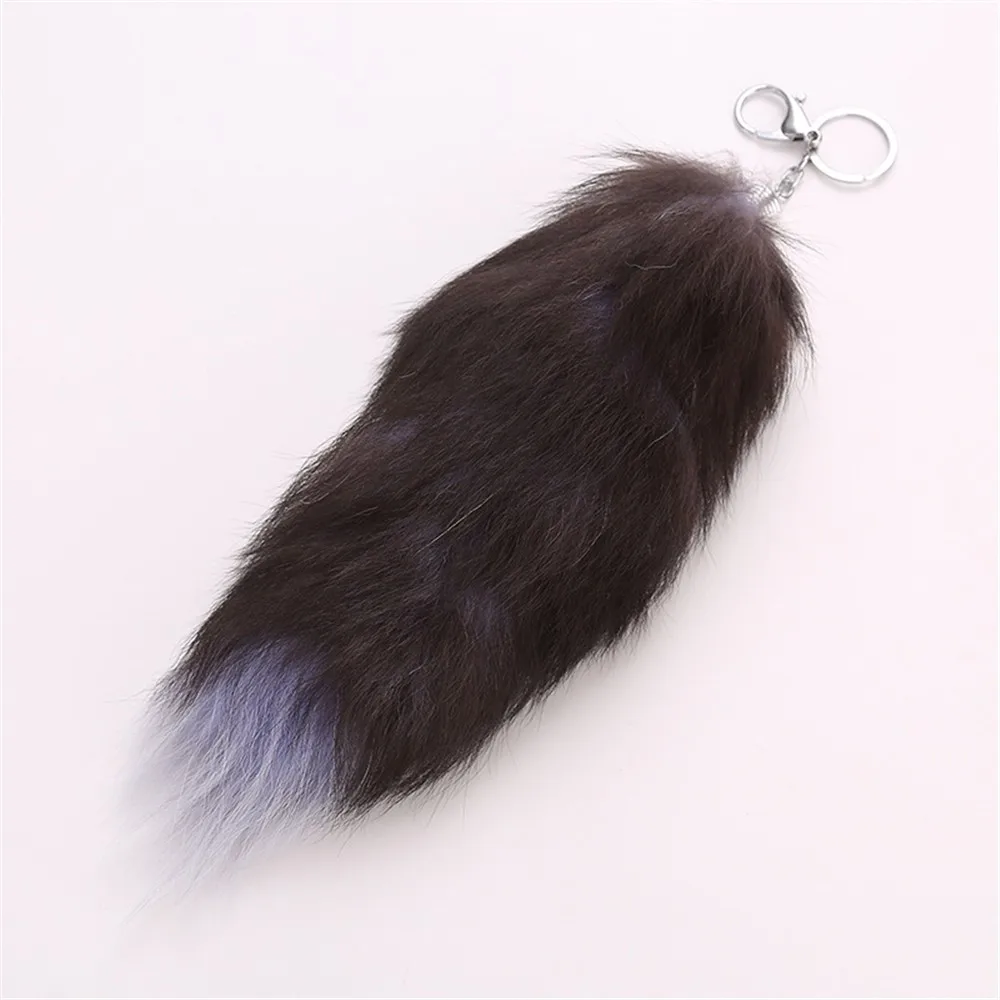 Cute Fox Tail Keychain Pendant Women Key Ring Holder Pompoms Key Chains