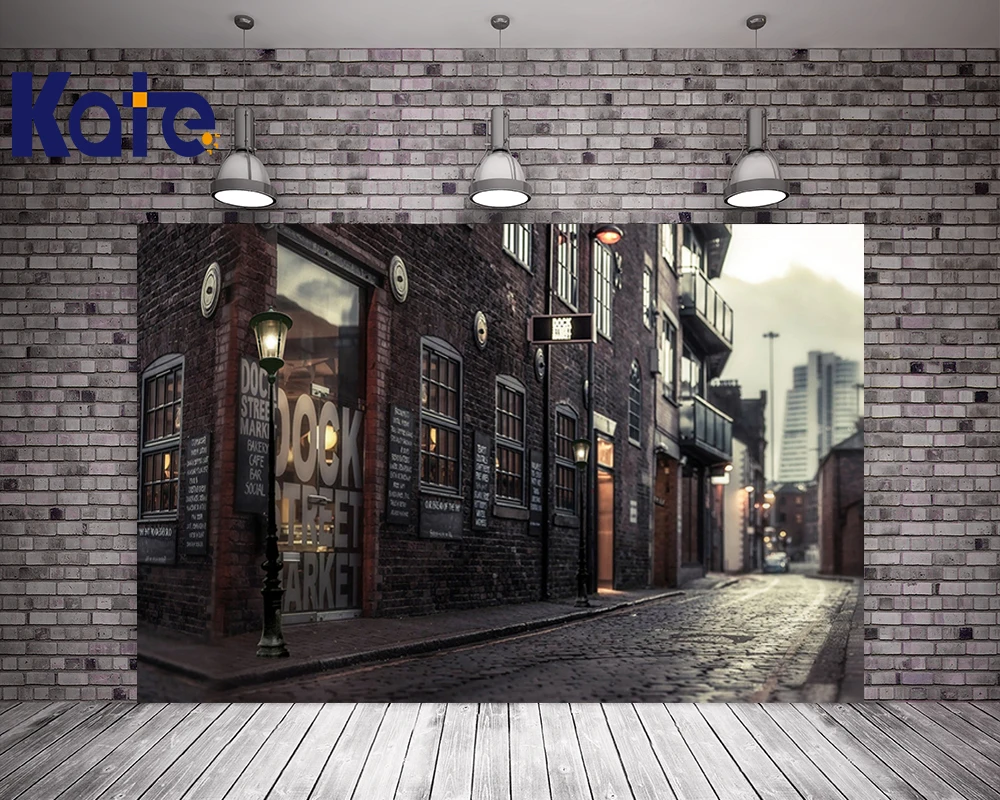 

Kate 10x20ft Old City Photography Background Coffee Shop Street Fondos De Estudio Fotografia Cotton Washable Photo Backdrop