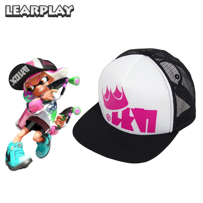Splatoon 2 Splatfest King Flip Mesh Caps Adjustable Baseball Cap Halloween Costume Trucker Hats