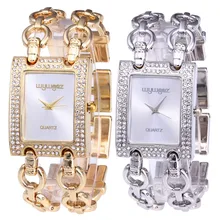 Montre femme marque de Lux женские круглые полностью бриллиантовые часы-браслет, Аналоговые кварцевые наручные часы для часов