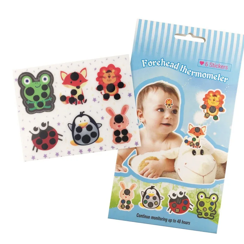 

6PCS Reusable Forehead Head Strip Fever Temperature Monitor Cartoon Stickers Instant Read Thermometer