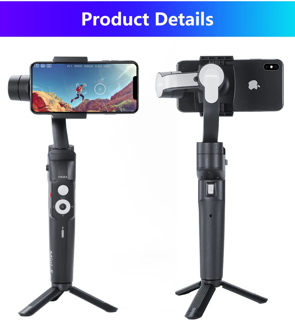 MOZA Mini S складной 3 осевой Ручной Стабилизатор для IOS10.0 iPhones Andriod 8 1 смартфонов Gopro