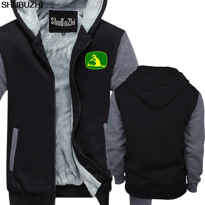 Топы в стиле хип-хоп, рубашка с капюшоном с забавным логотипом John Deer, зимняя теплая куртка, мужское пальто, Повседневная Толстовка с капюшоном shubuzhi sbz1188 - Цвет: black grey