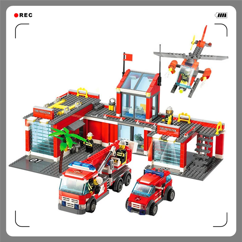 

Lepin Building Block Compatible Legoe Fire Station 774Bricks Toy Brinquedos For Children