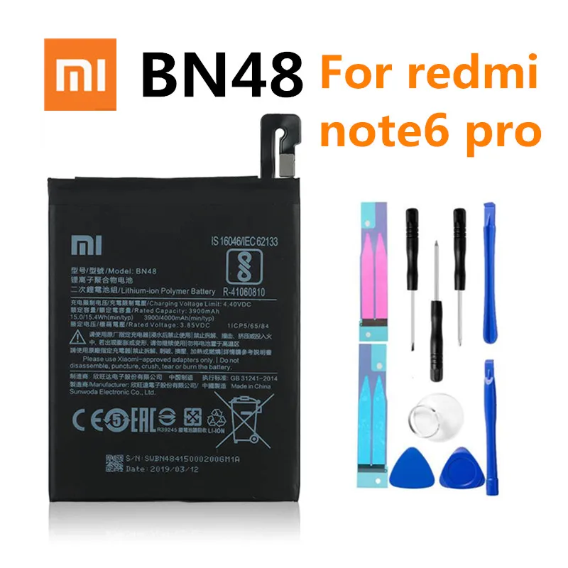 Оригинальный аккумулятор для телефона Redmi Note 6 Pro Xiaomi redmi BN48 батареи Red rice Note6
