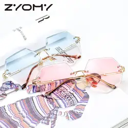 Женские солнцезащитные очки уникальный полигон металлическая оправа женские очки градиентные цвета линзы Oculos de sol брендовые дизайнерские