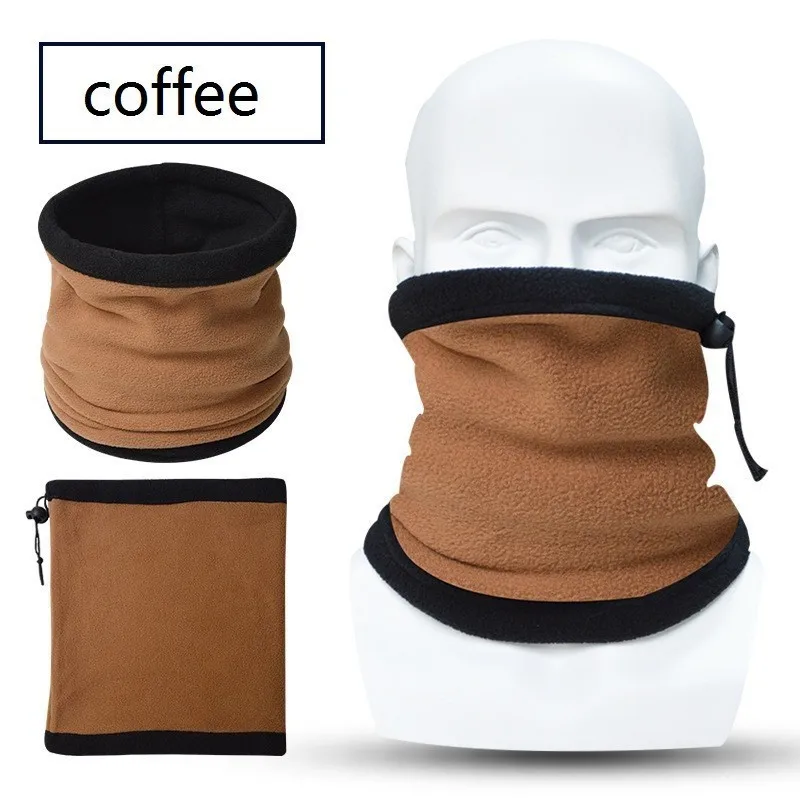 JAMONT Design Popular Double Layers Multipurpose Polar Fleece Neck Warmer Ear Warmer, Mask Hat For Promotion braga cuello - Цвет: coffee