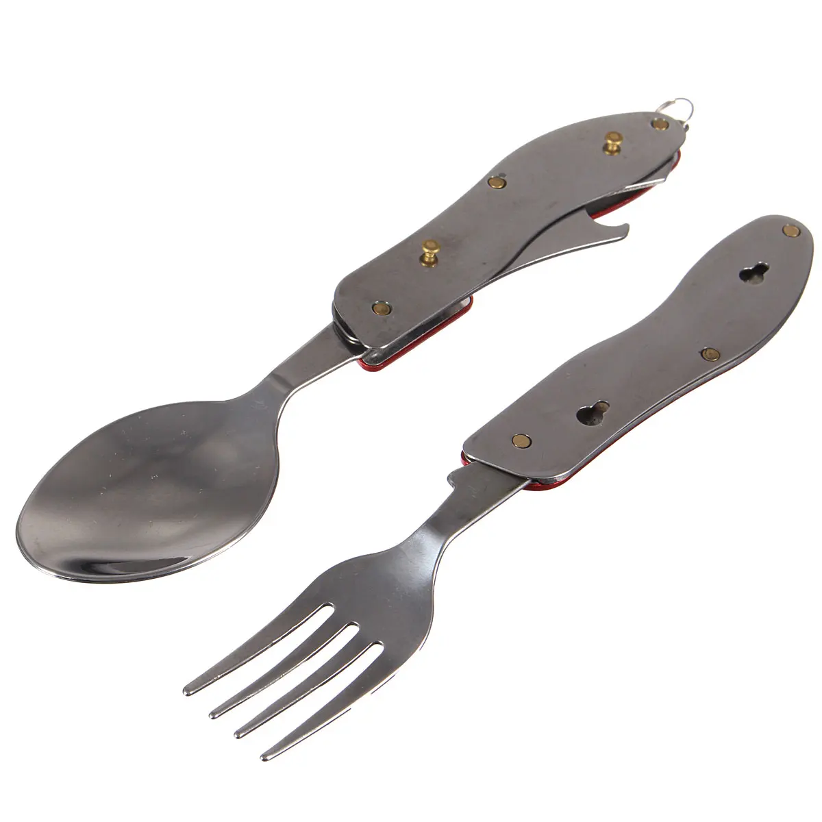 Multi-función al aire libre Camping Picnic vajilla Acero inoxidable cubertería 3 en 1 cuchara plegable cuchillo y tenedor destapador de botellas kit de viaje Multi-función al aire libre Camping Picnic vajilla Acero inoxidable cubertería 3 en 1 cuchara plegable cuchillo y tenedor destapador de botellas kit de viaje
