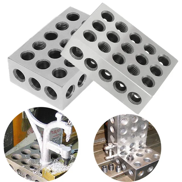 accesorios de fresadora Juego de bloques de maquinista con caja de llave de tornillos bloques de calibre de precisión de 1-2-3 bloques máquina de fresado coincidente 23 agujeros