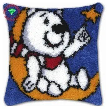 

Cute Bear Picture Needlework Latch hook rug kits Pillowcase Diy Carpet embroidery cross stitch thread embroidery kit Home Decor