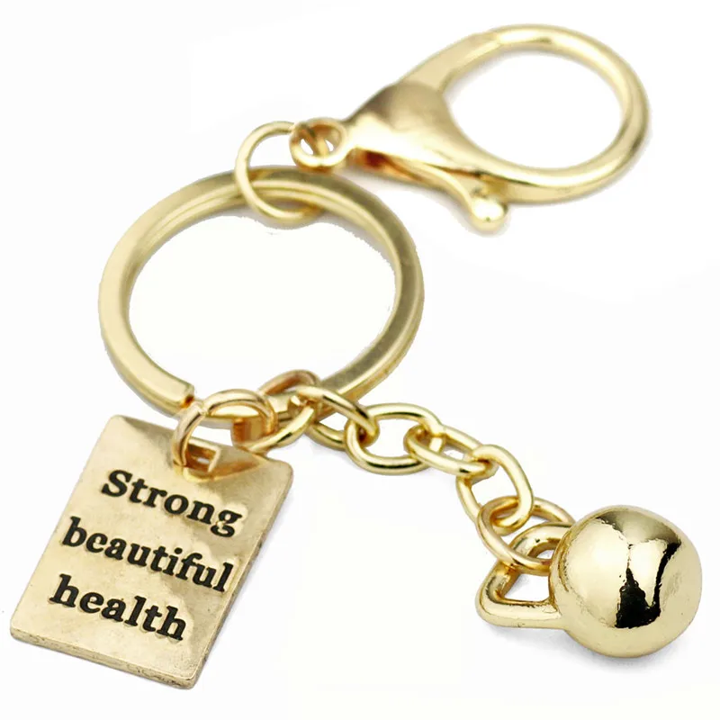 

Kettle Bell Key Chain Strong Beautiful Health Charm Gym Bag Key Ring Running CrossFit Jewelry Personal Trainer Gift