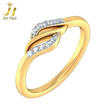 

Jinhui Women The Triple Vivacity Ring Solid 18K Yellow 750 Gold 0.1CT Natural Diamond Jewelry Free Engraving