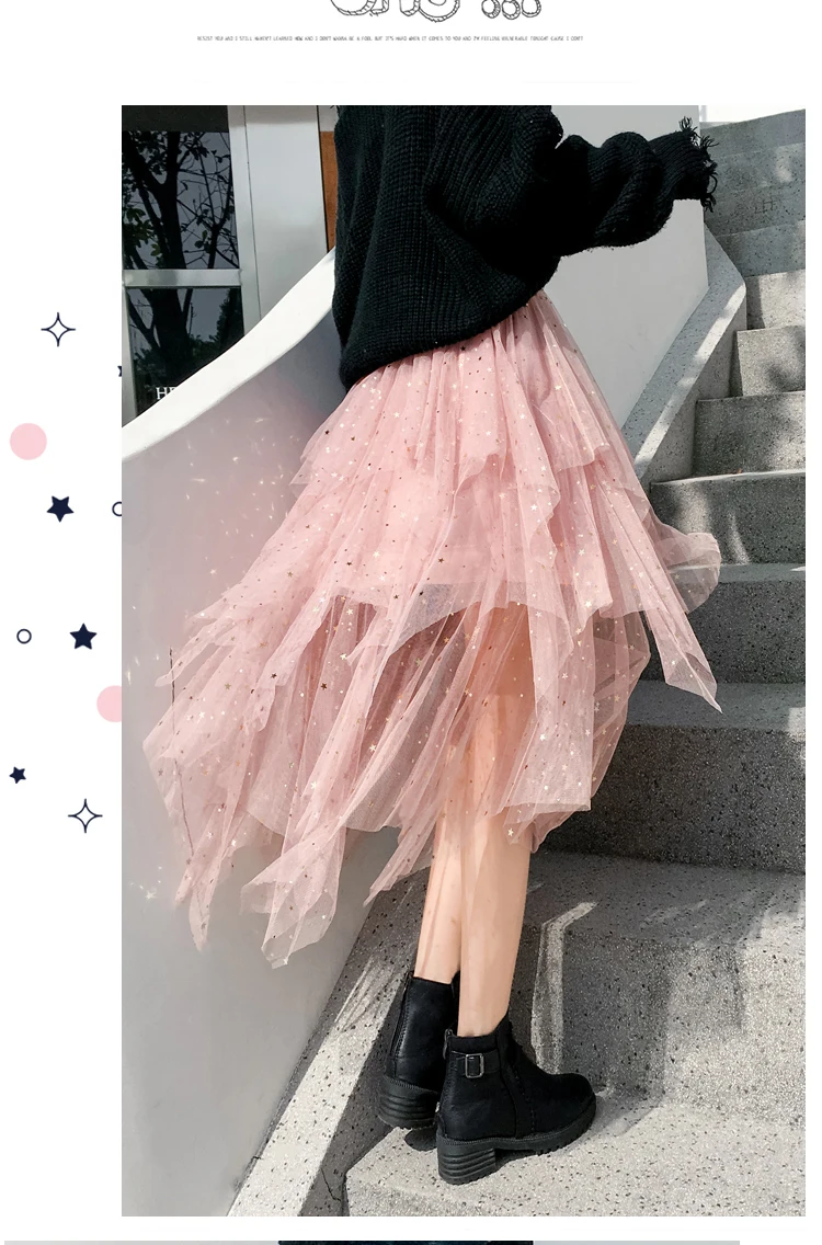 Women's Skirts Summer 2020 New Korean Stars Sequin Elegant High Waist A-line Pleated Elastic Belt School Spring Midi Skirt Femme