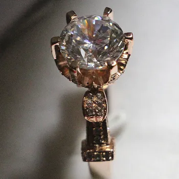 

Forever Classic 3Ct Round Cut Moissanite Ring Test Positive WARRANTY S925 Silver Engagement Ring Rose Gold Color
