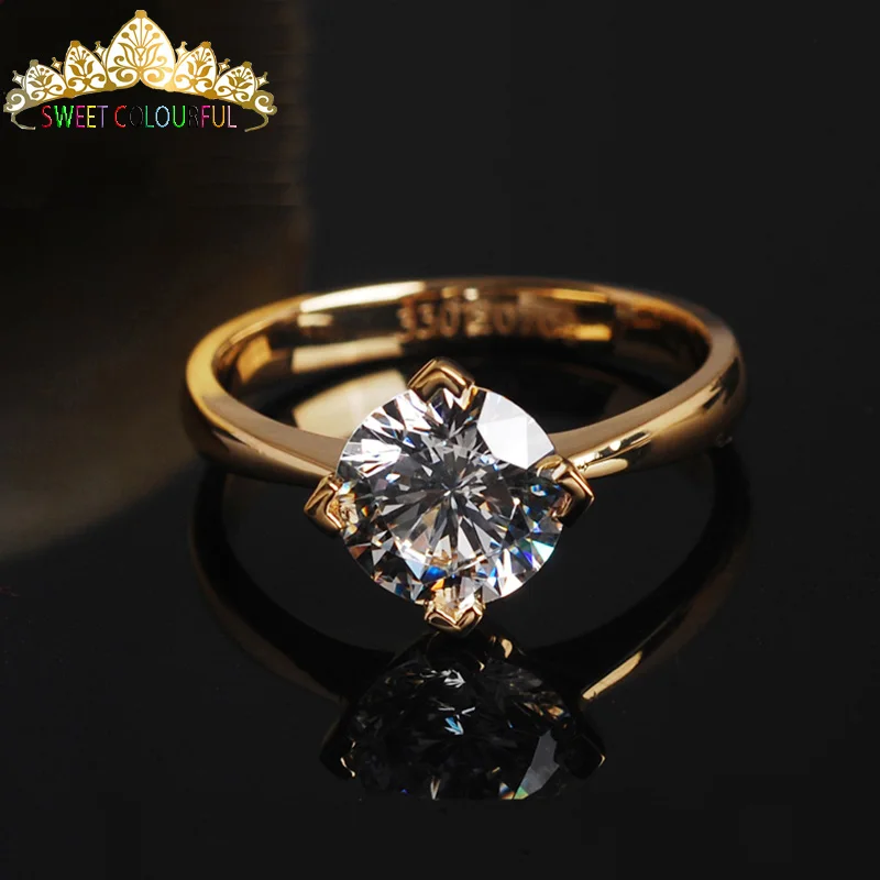 18K 750Au Gold Moissanite Diamond Ring D color VVS With national certificate MO-0H107